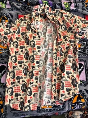 Creepy Co. TEXAS CHAINSAW MASSACRE One Sheet BUTTON-UP DRESS SHIRT